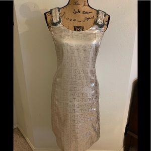 Tory Burch silver metallic cocktail dress